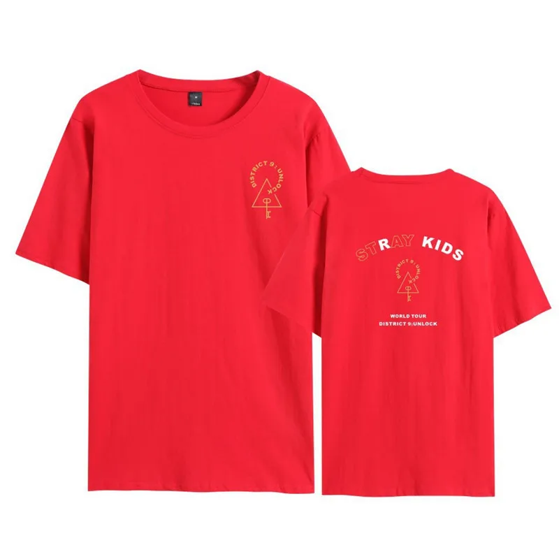 

KPOP Stray Kids StrayKids Concert District 9 Unlock Short Sleeve T-shirt For Men/Women Korean Streetwear Hip Hop Tee Shirt Sale