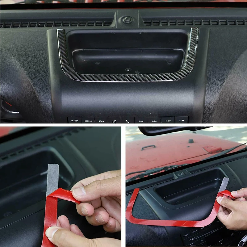 

Carbon Fiber Center Console Storage Box Decor Stickers Trim for Jeep Wrangler JK 2011-2017