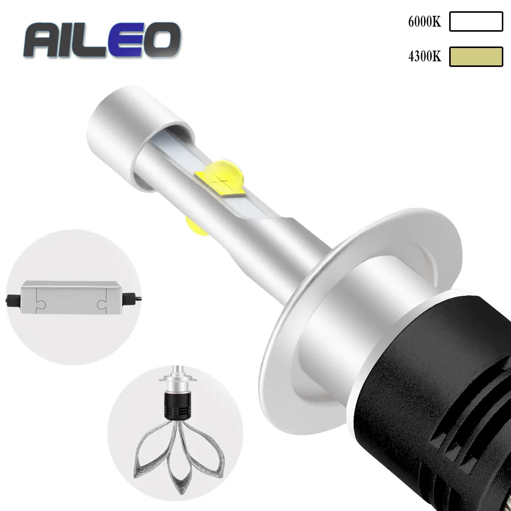 Светодиодные лампы AILEO для автомобильных фар h4 светодиодный h1 h7 H11 h8 h9 9005 9006 9012 hb3 hb4