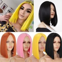 synthetic bob wigs synthetic straight wigs for black white women blonde blue green black daliy use natural looking hairs