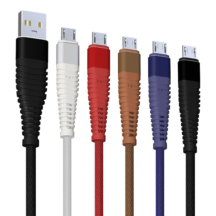 50 шт./лот высокопрочный кабель Micro USB 1 м 2 3 плетеный для синхронизации данных 2A
