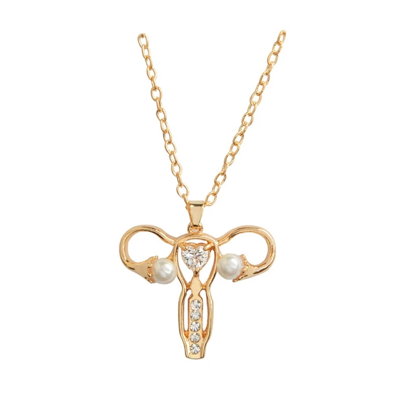

Women Womb Brooch Pin Uterus Ovary Pendant Necklace Female Medicine Symbol Gift