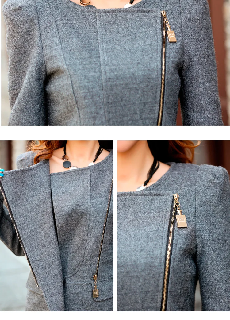 Женское теплое шерстяное пальто с отложным воротником повседневное приталенное