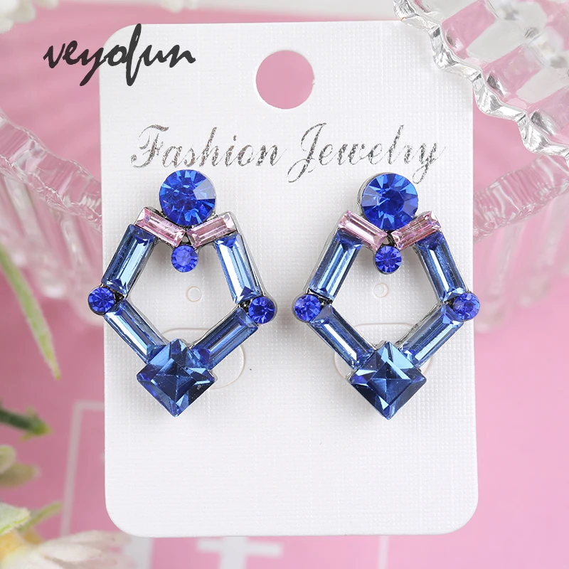 Veyofun Fashion Crystal Hollow out Stud Earrings for Women Accessories Jewelry Wholesale New | Украшения и аксессуары