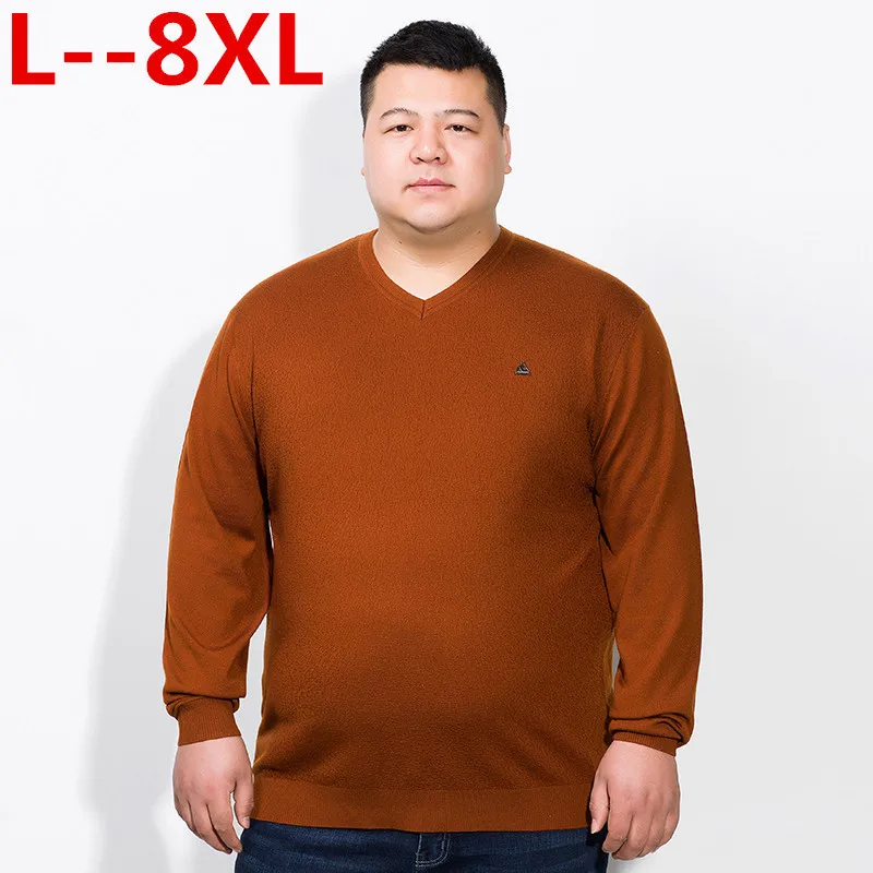 Мужской модный свитер разных цветов 10XL 8XL 6XL 5XL 4XL мужской свободный для отдыха с V