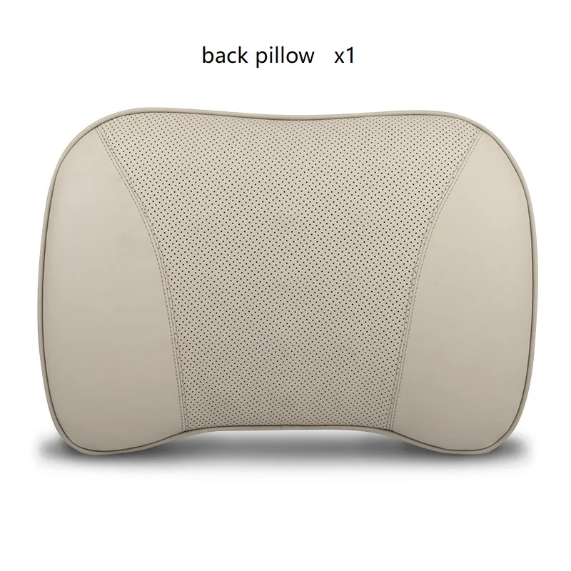 beige lumbar only Первый слой из воловьей кожи, Автомобильная подушка для поддержки сиденья, поясничная подушка, Автомобильный подголовник, авто автомобиль, забота о здоровье, настоящие кожаные подушки - Название цвета: beige lumbar only