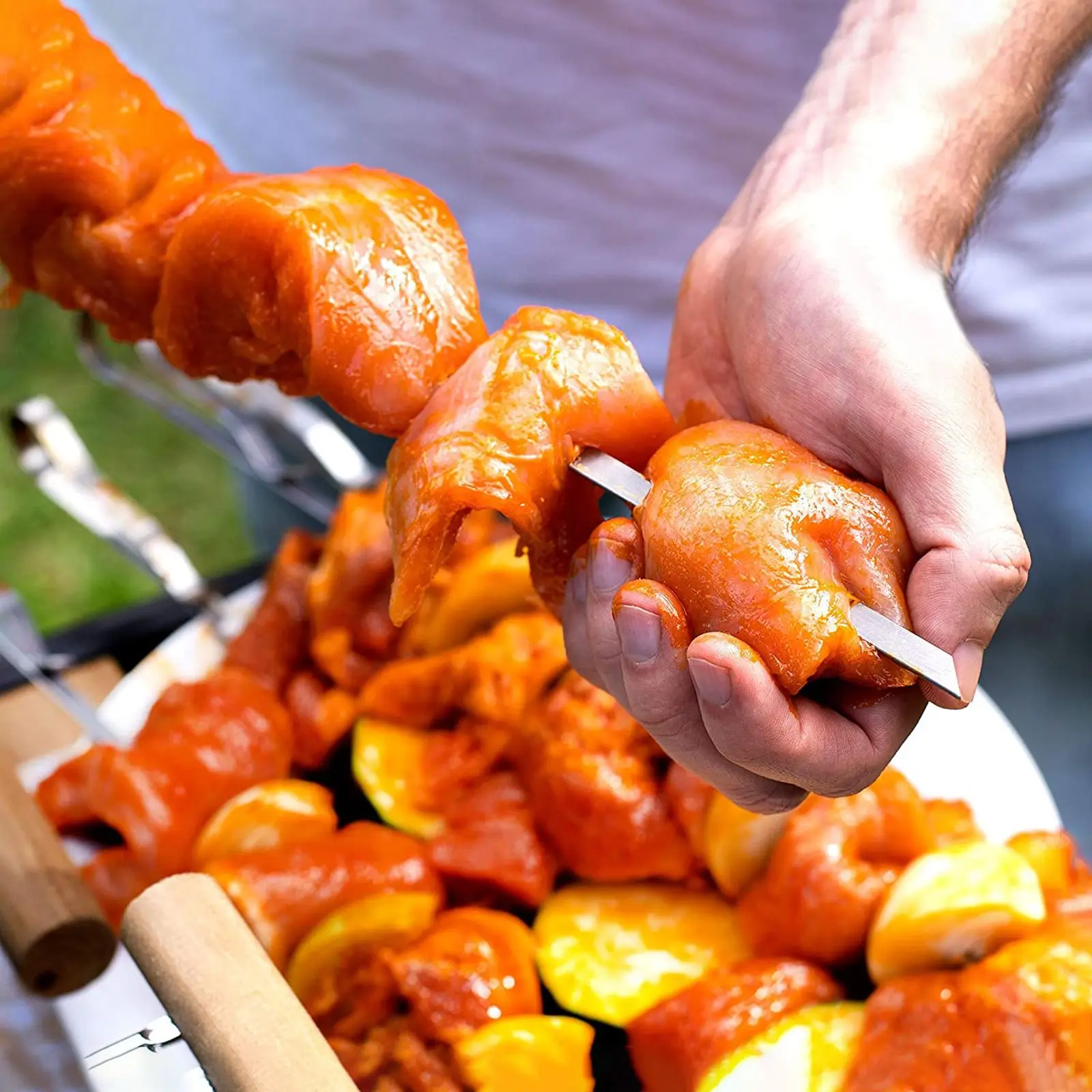 10 шт. плоских штыря и обжига иглы Еда Кемпинг овощи для пикника игла барбекю гриль