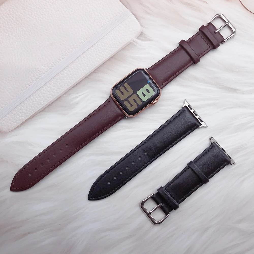 Классическая кожаная Петля серии 1 2 3 4 для Apple Watch Band 42 мм 38 40 44 iWatch Ремешок Ссылка