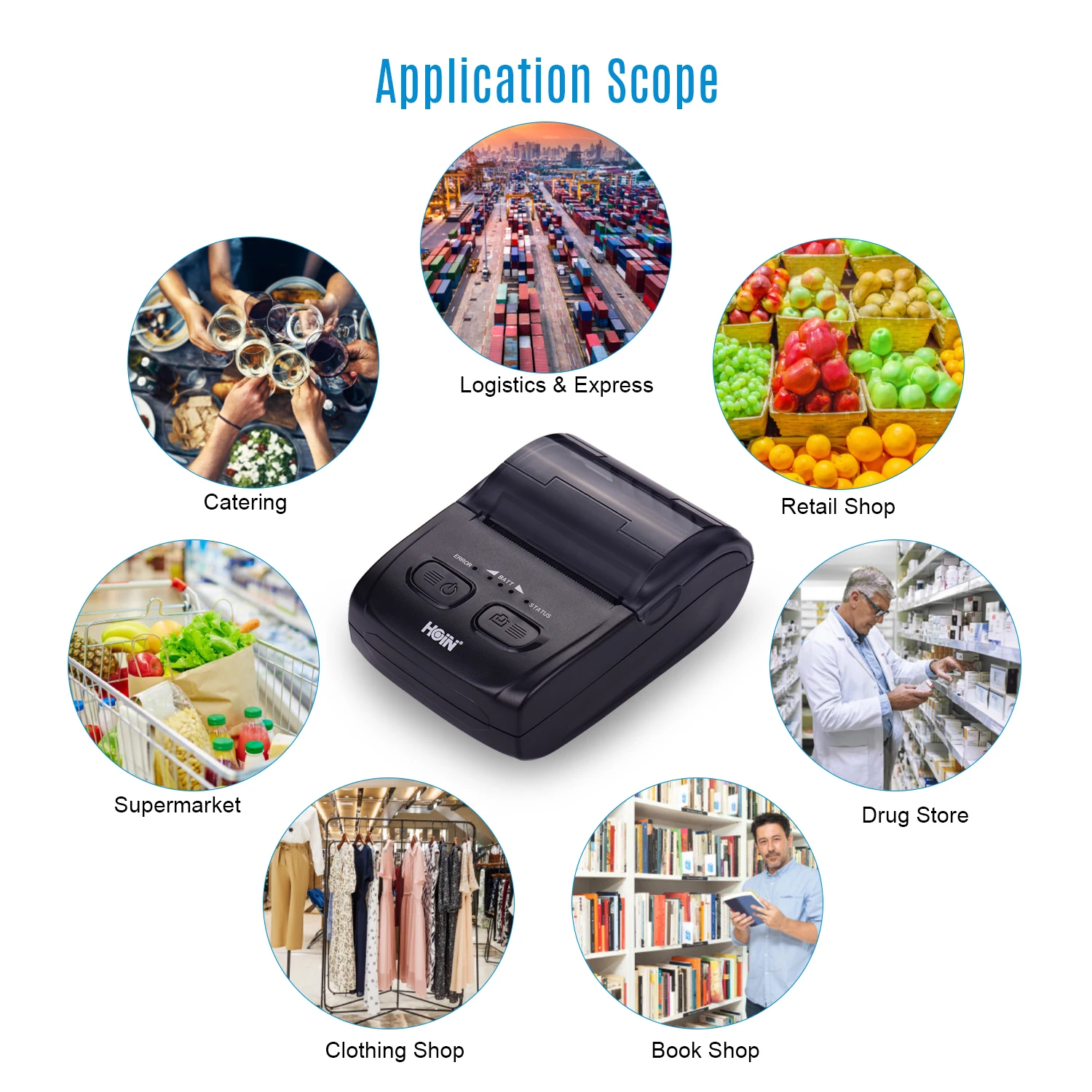 Портативный 58 мм Термальный чековый принтер портативный штрих кодов USB BT