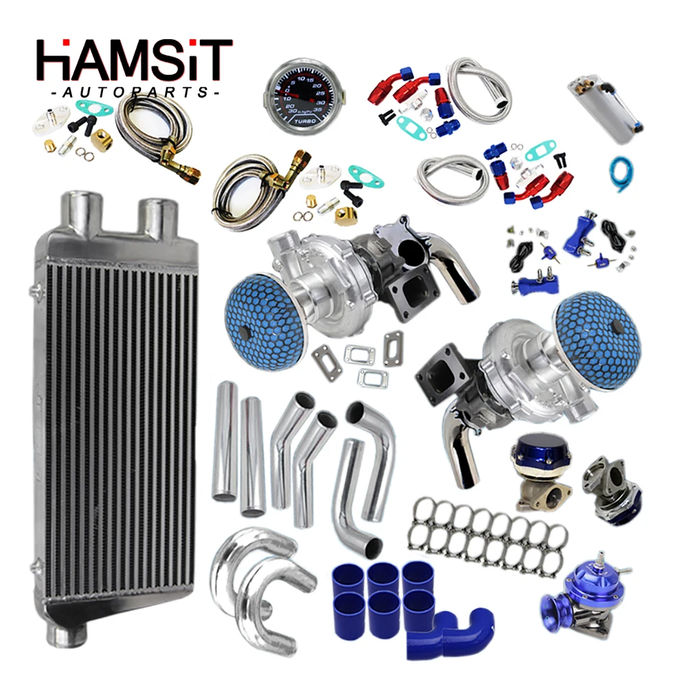 

Универсальный двойной Турбокомпрессор Hamsit, комплект хромированных трубопроводов для интеркулера, турбонагнетатель T3/T4