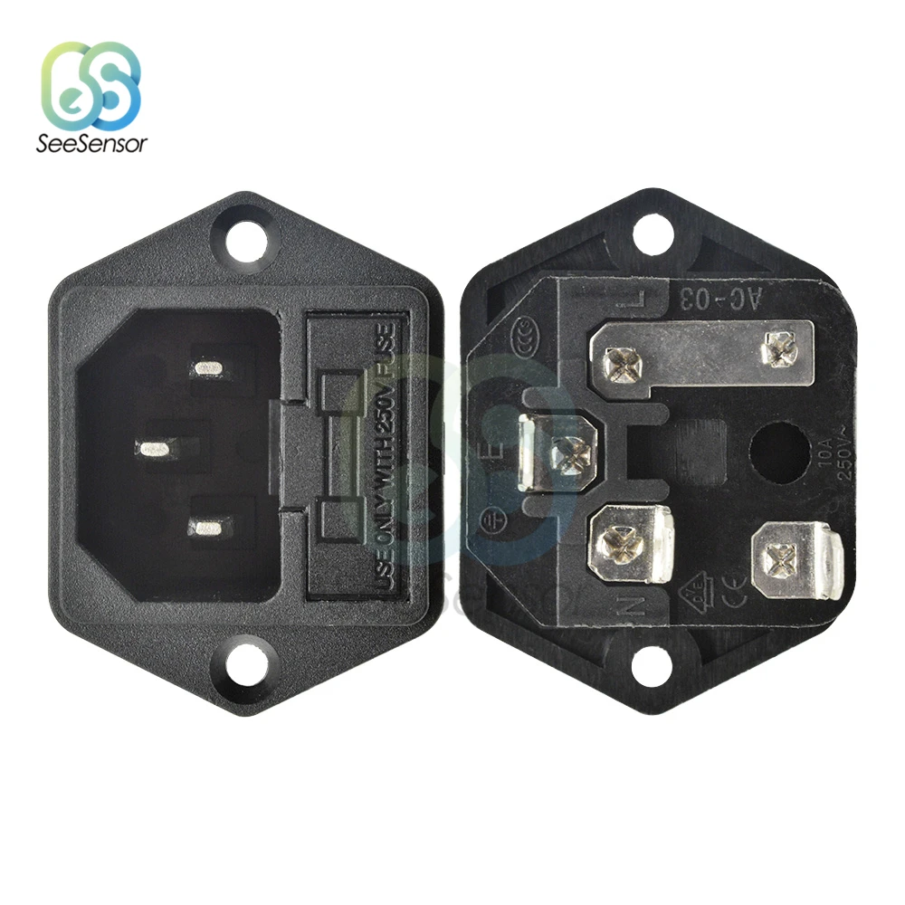10A 250VAC 3 Pin AC 02 03 входной разъем Мощность Разъем гнездо держателя плавкого