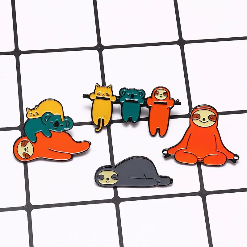 Забавные ленивые милые животные коала значок с изображением кота Броши Булавки