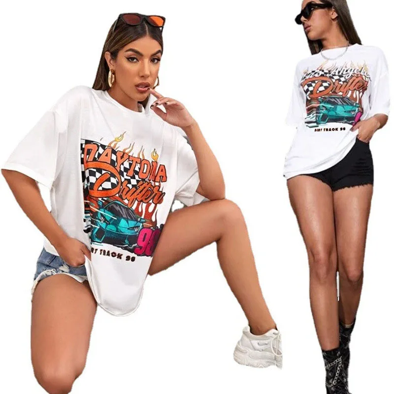 

Urban Women's Oversized T-shirt Y2k Top 2022 Fashion Hip-Hop Streetwear Retro Anime Short Sleeve Loose Print Tee Wholesale Item