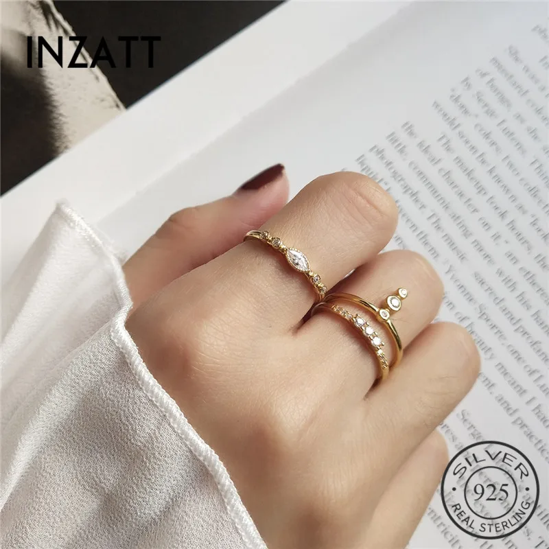 INZATT Real 925 Sterling Silver Bohemia Unique Style Zircon Openwork Ring Fine Jewelry For Fashion Women Party Punk Accessories | Украшения