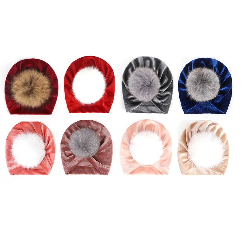 Новая зимняя детская шапка для девочек 10 см с помпоном из натурального меха