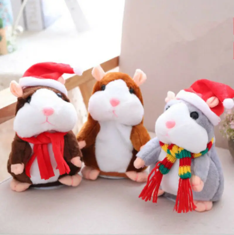 Children's Toys Toddler Kids Baby Smart Plush Hamster Cute Sound Talking Walking Nodding Soft Toy Record Electric Toy Xmas Gift