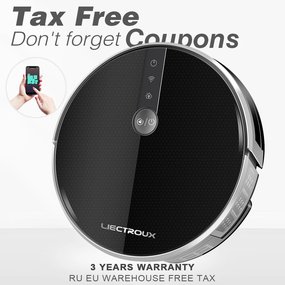 

LIECTROUX C30B Robotic Vacuum Cleaner WiFi App Control, Cleaning Map, Map Navigation, 5KPa Suction, Electric Water Tank