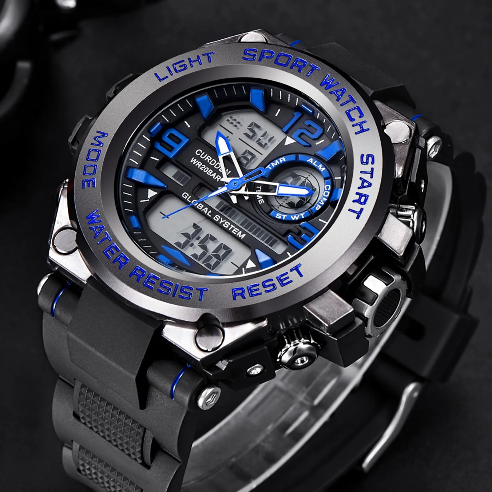 

Men Watches 50m Waterproof Wristwatch Dual display LED Quartz Clock military grade Sport Watch elektronisch horloge heren F5