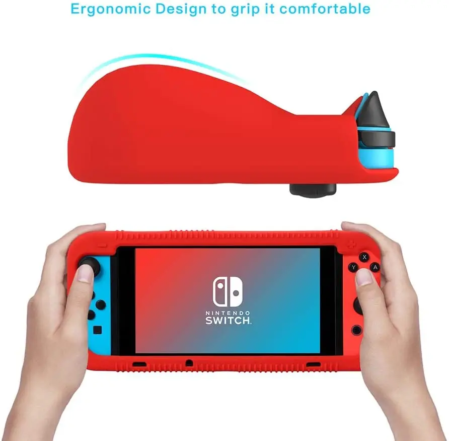 Защитный силиконовый чехол для Nintendo Switch с закаленным стеклом 2 слота хранения
