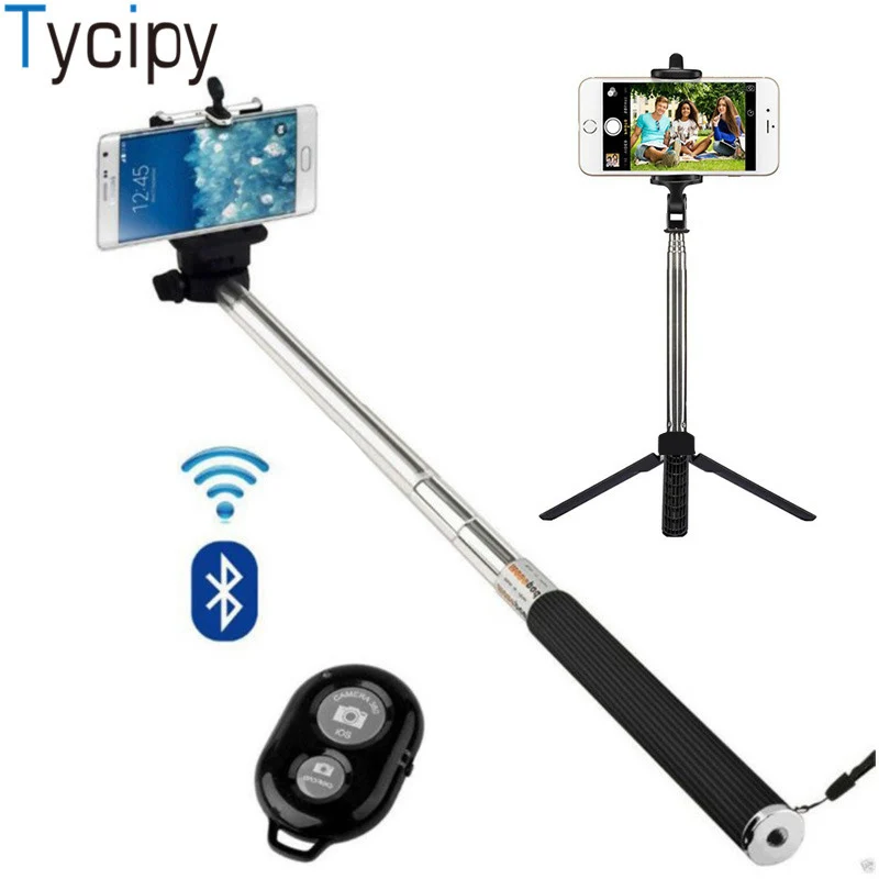3 в 1 Беспроводная Bluetooth селфи палка штатив Складная ручная телескопическая
