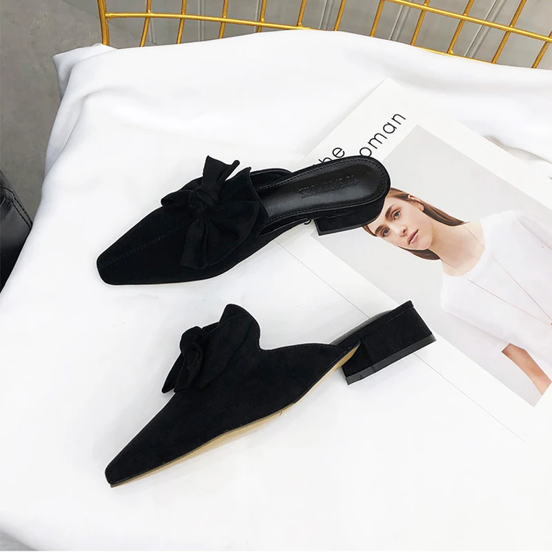 Тапочки на низком каблуке модельная женская обувь дизайнерские шлепанцы Модные