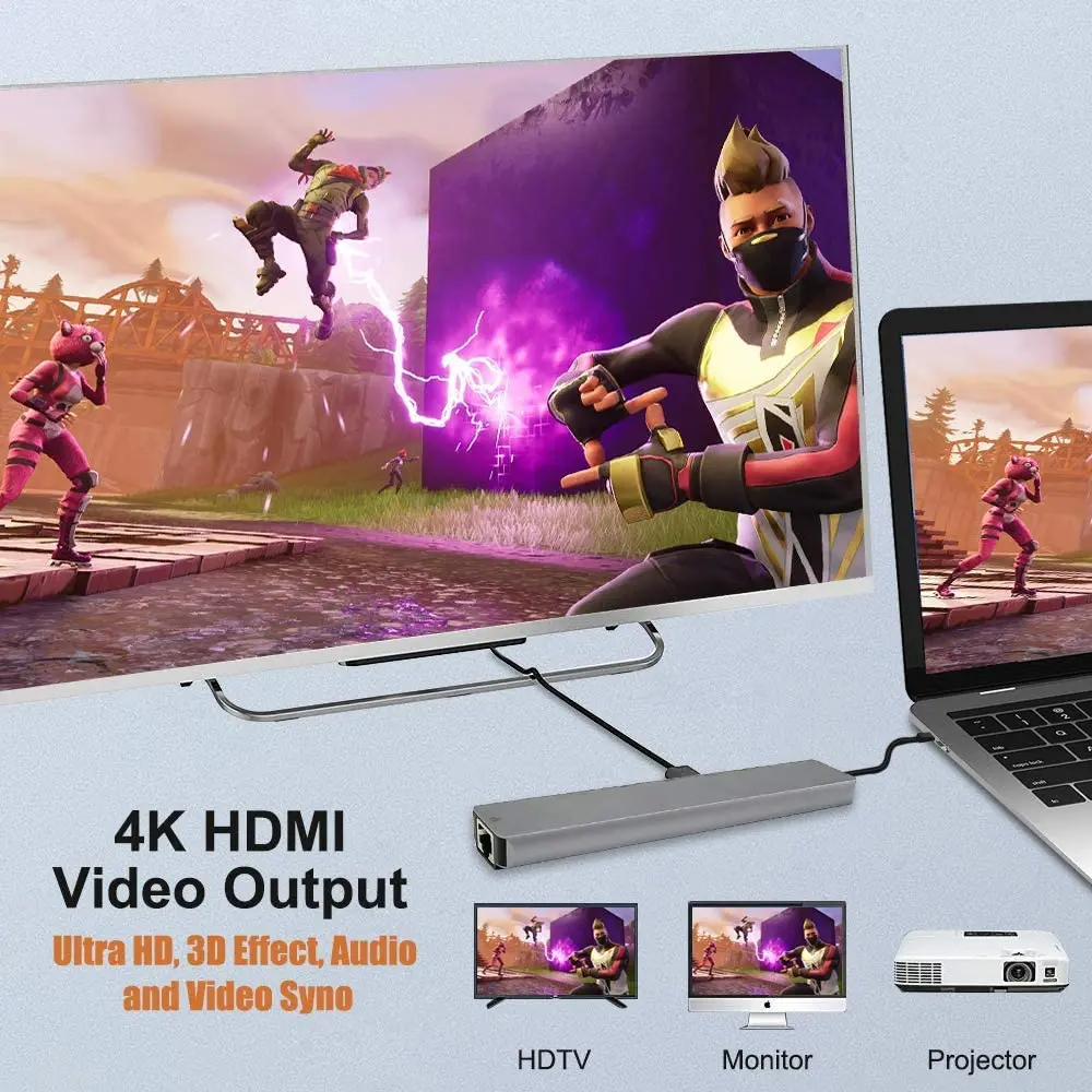 USB C концентратор Тип адаптер с 4K кабель Переходник на HDMI Совместимость Ethernet 100