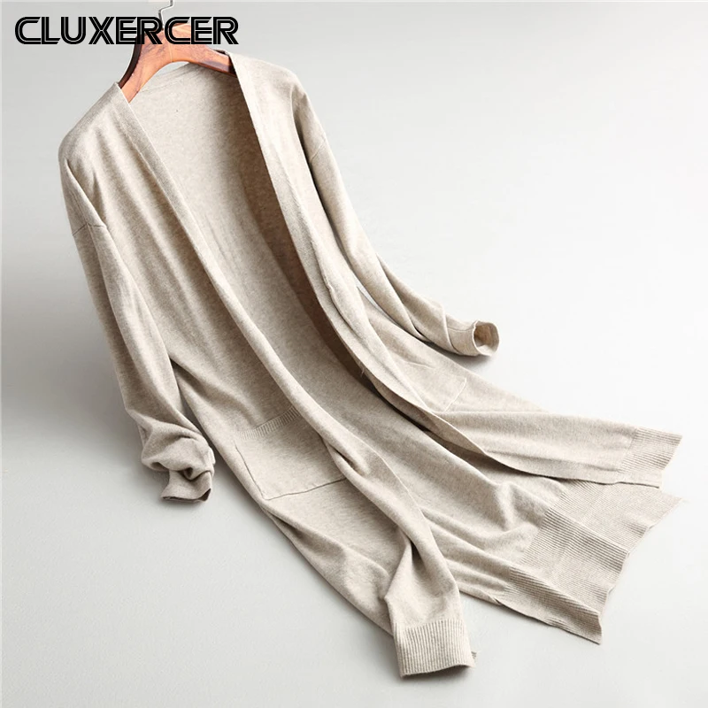 

Весенний свитер, кардиганы для женщин, новинка 2020, свободный свитер с V-образным вырезом и длинным рукавом, куртка, одежда, женское вязаное па...