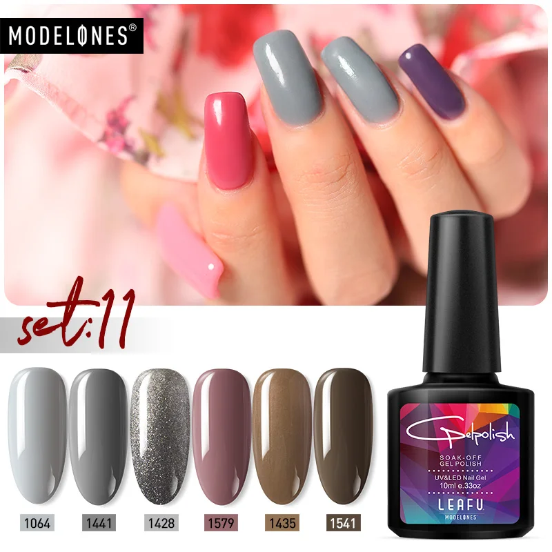 Modelones 4 шт./лот светодиодный Гель-лак для ногтей серый цвет УФ наборы замачивания