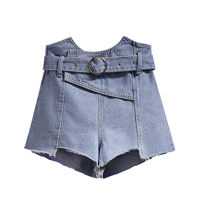 

2021 Women Irregularity Solid Denim Shorts Plus Size High Waist Shorts Jeans Casual Sexy Fashion Streetwear Hot Bottoms 6033
