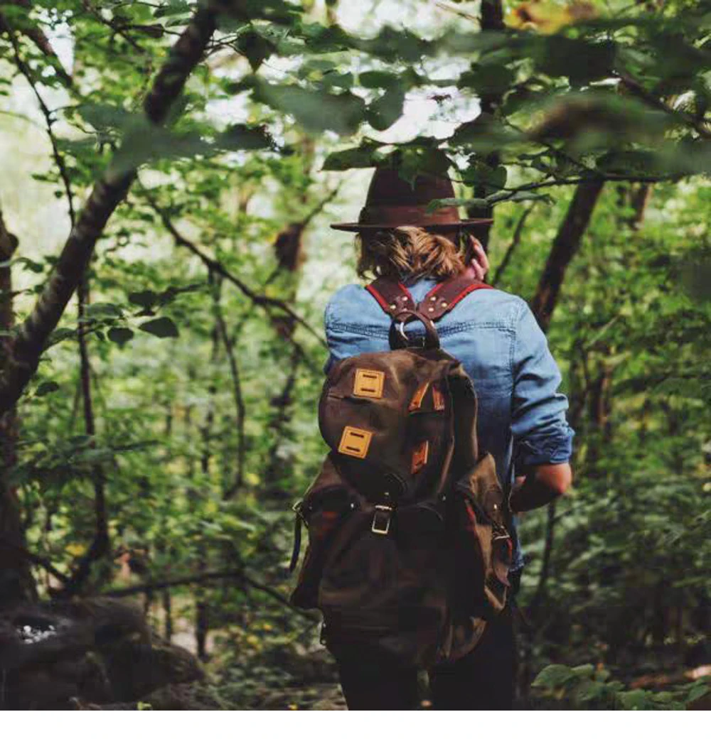

Size 47x CD825 42 X 15cm Super Quality Genuine Cowhide & 22oz Wax Canvas Water Proof Backpack Vintage Bag