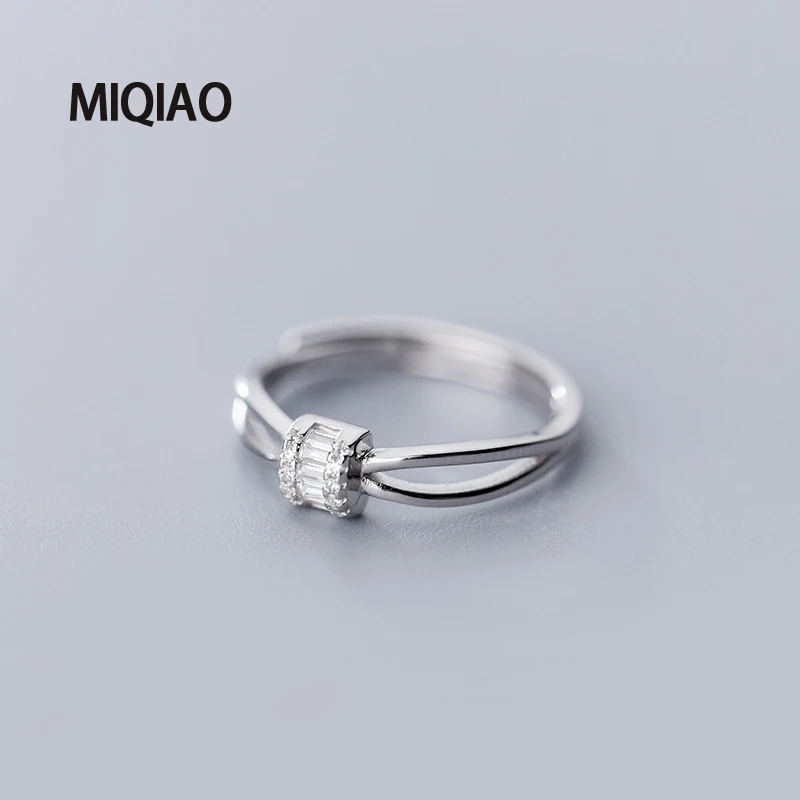 

MIQIAO Diamond Ring For Women 925 Sterling Silver Jewellery On Fingers Minimalist Female Fashion Zircon Geometric Adjustable