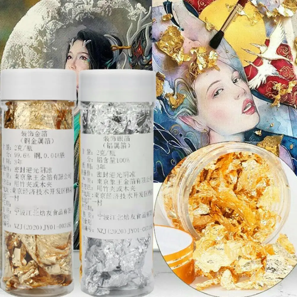 

For Decoration Gold Foil Silver Foil Floral Paper Shredded Birthday Inedible 2g Cake Baking Mousse Decoration Accessories O9g7