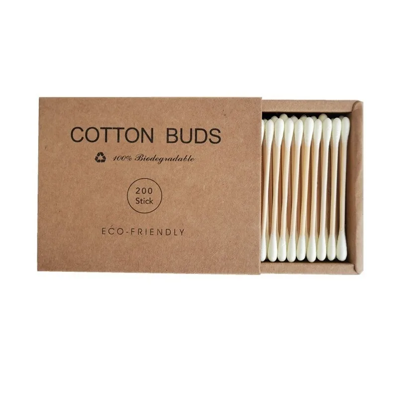 

200pcs Double Head Cotton Swab Bamboo Cotton Swabs Wood Sticks Disposable Buds Cotton for Nose Ears Cleaning Disposable