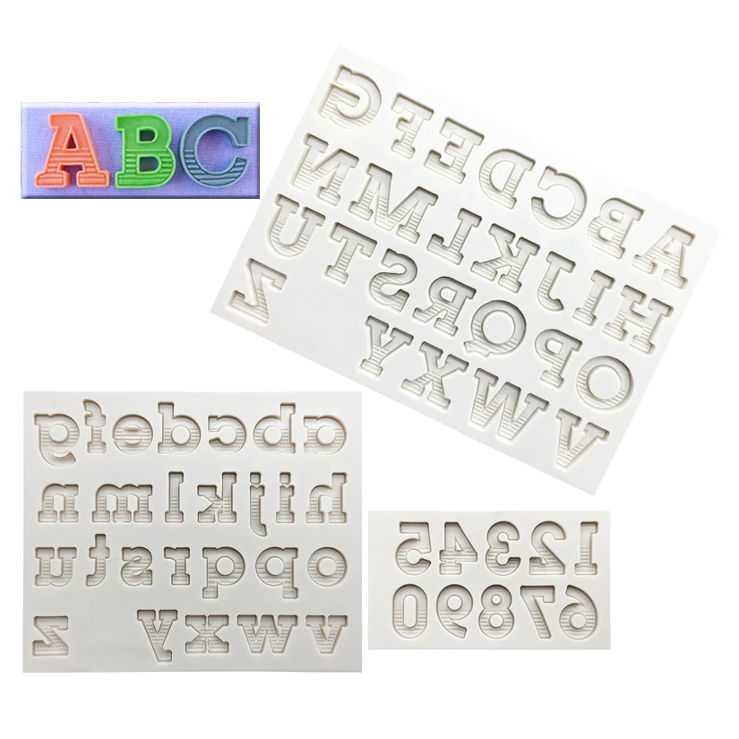 

3pcs/Set Alphabet And Numbers Fondant Cake Mold Chocolate Mold Kitchen Decorating Tools