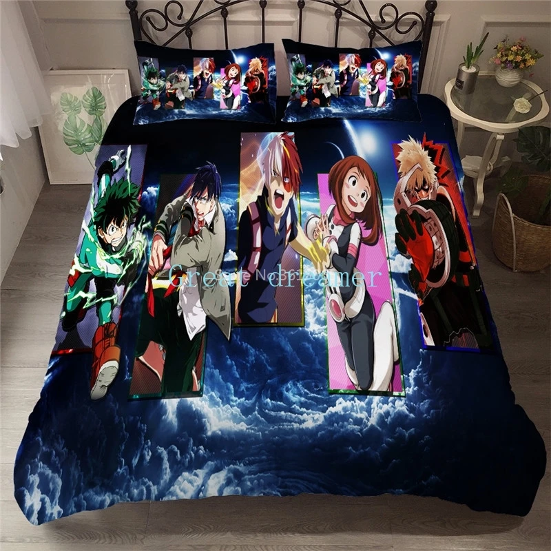 

2021 New Products 3D My Hero Academia Bedding Set For Adult Kid Duvet Cover With Pillowcase Twin Full Queen King Size Bedclothes