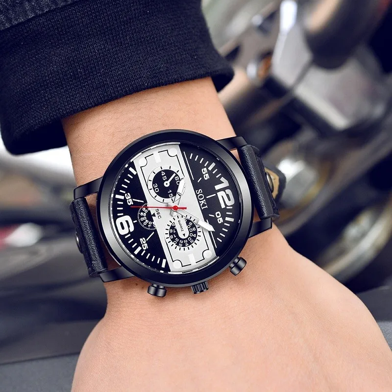 

SOKI Brand Sports Watch Military Watch Calendar Watch Watch Earthquake Resistance Men's Watch Quartz Fashion Watch Belt 2020