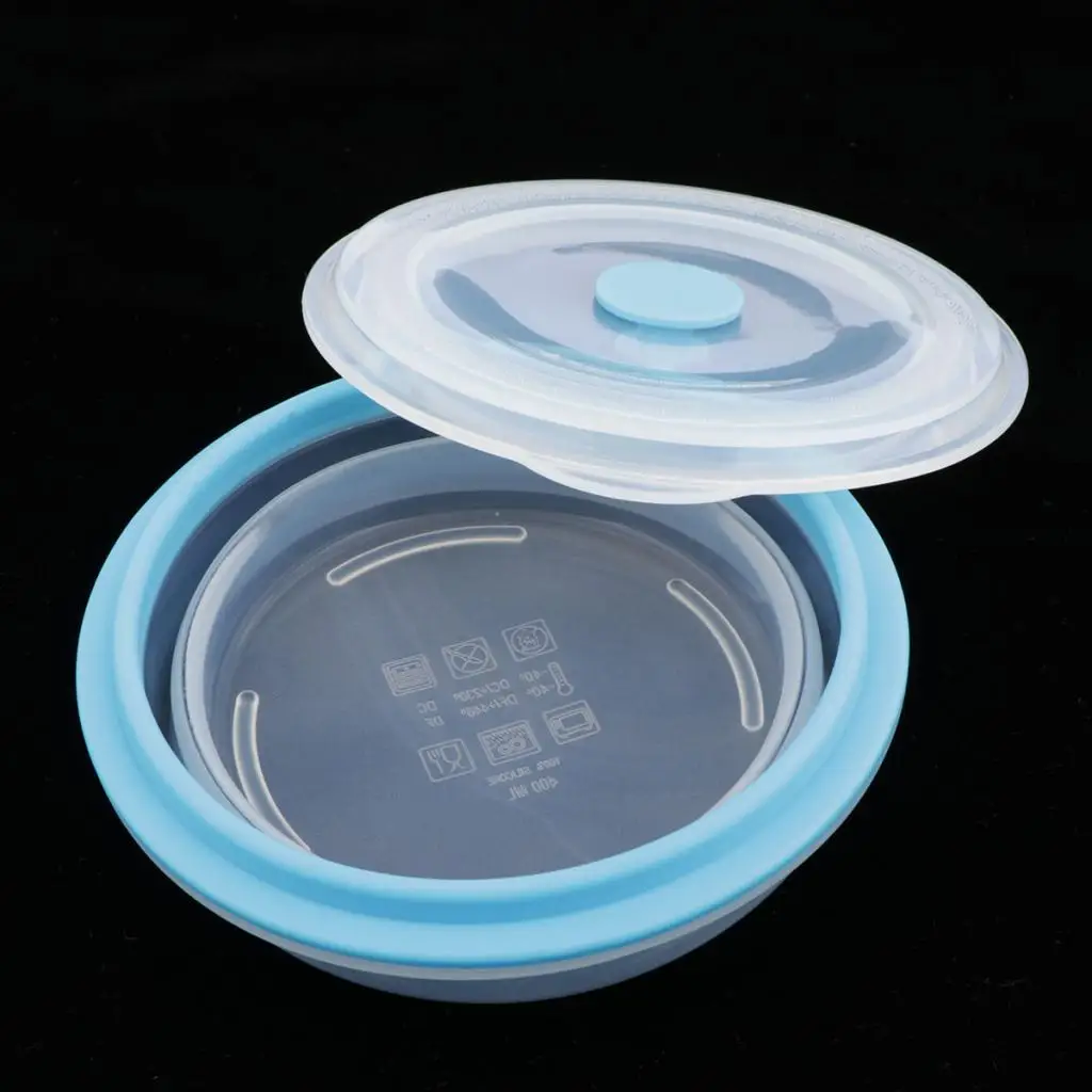 1 шт. Складная Силиконовая портативная миска для ланча круглая складная коробка