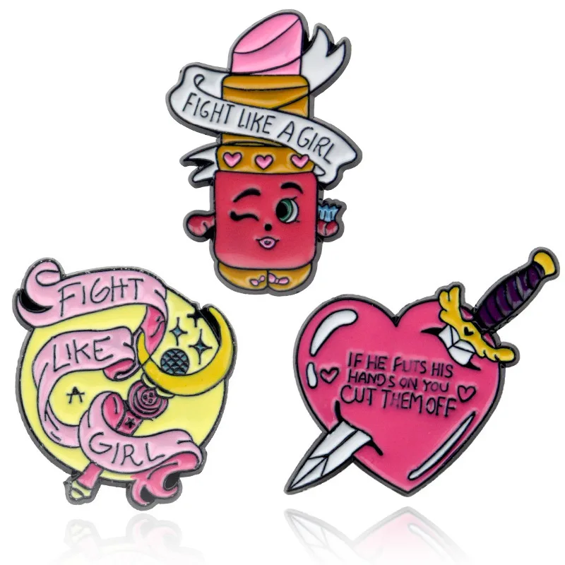 Тренд феминизм брошь с принтом букв Красная лента любви кинжал губная помада