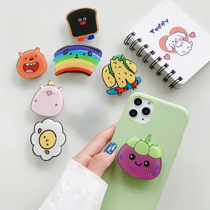 hot sale new funny cartoon cute foldable mobile phone bracket finger ring bracket handle grip tok bracket accessories for iphone free global shipping