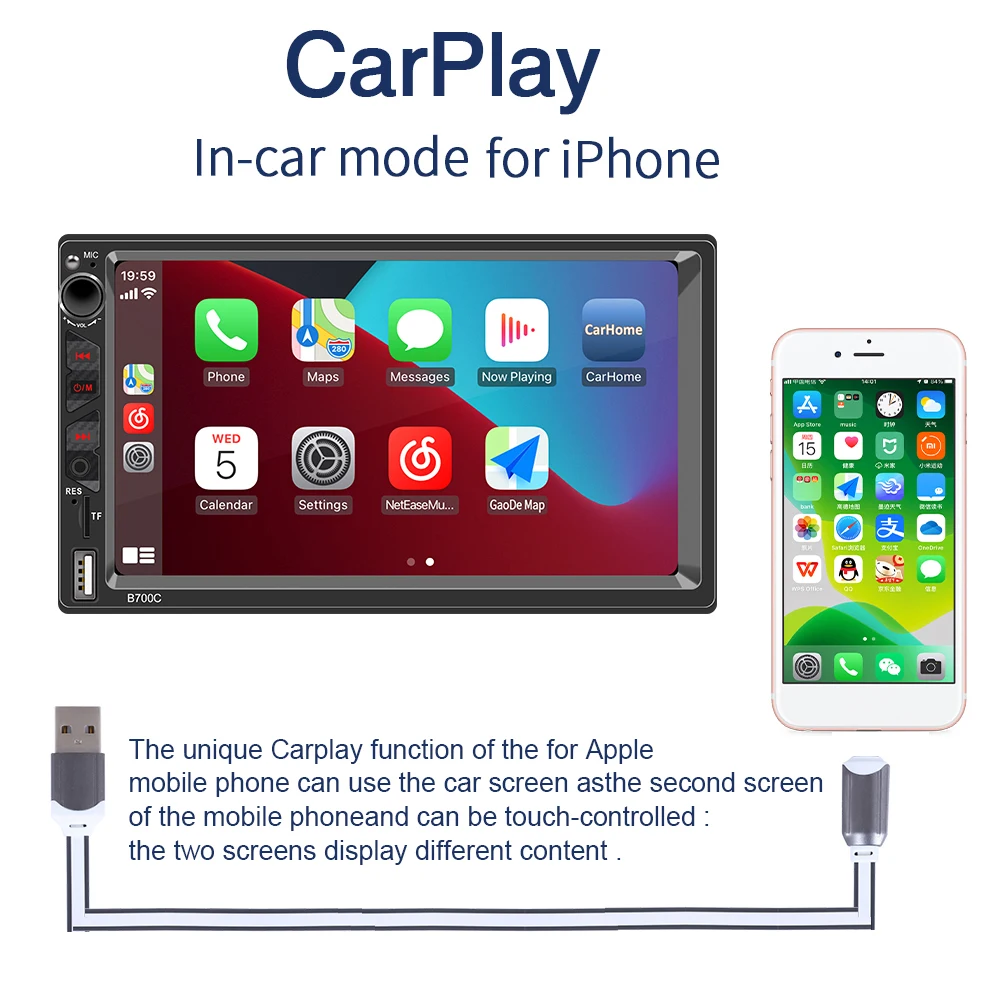 

7inch 2 Din Universal Auto Stereo Carplay radio Multimedia Video GPS MAP For Volkswagen Nissan Hyundai Kia toyota CR-V 7013B