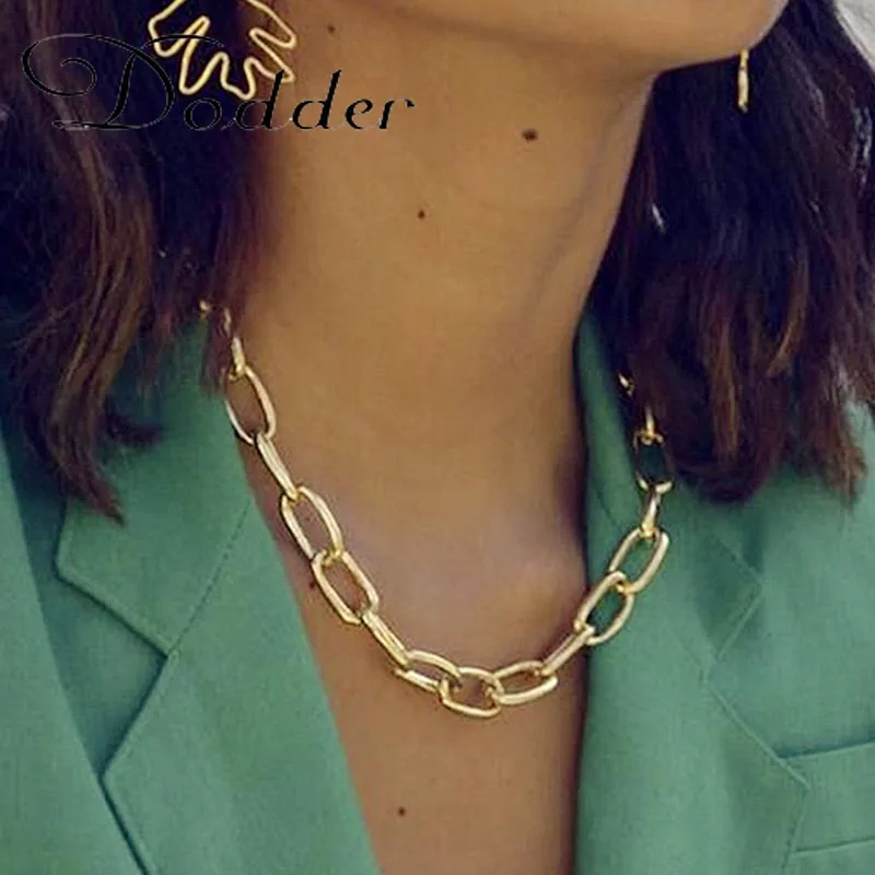 

Retro Bijoux Femme Gold Color Choker Necklace for Women Statement Big Cuban Chunky Thick Necklace Charms Hip Hop Fashion Jewelry