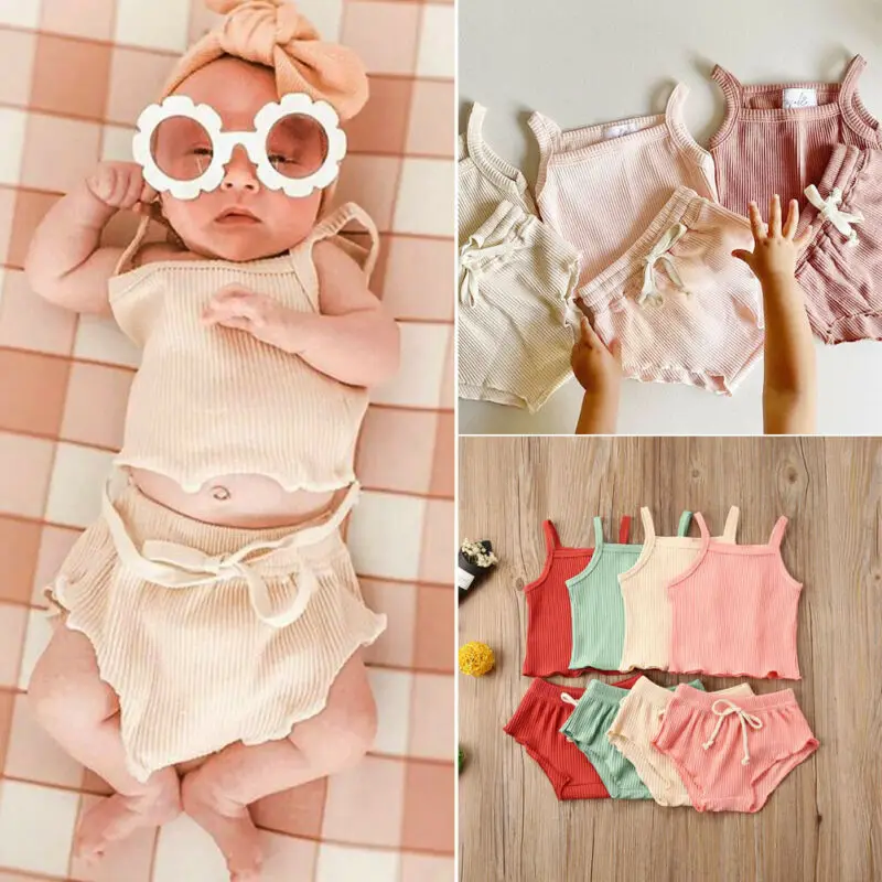 

Newborn Toddler Baby Girls Summer Tank Tops Shirt Short Pants Outfit Set Clothes