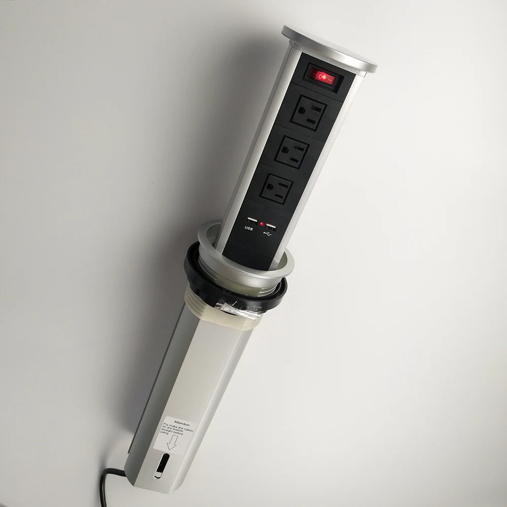 Пневматическая Выдвижная настольная розетка/3 позиционная американская