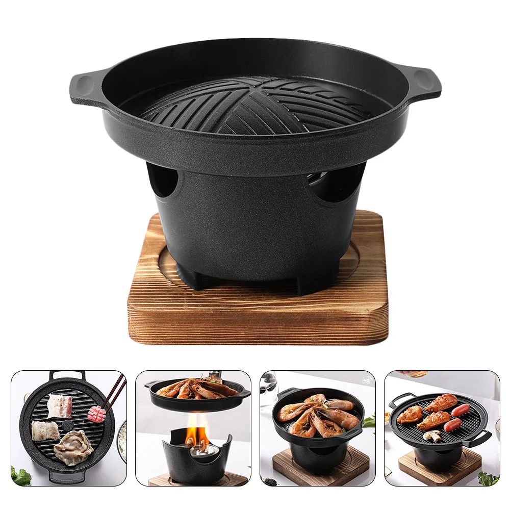 

1Set Home Smokeless Barbecue Grill Non-stick Roasting Oven Camping Tool (Black)