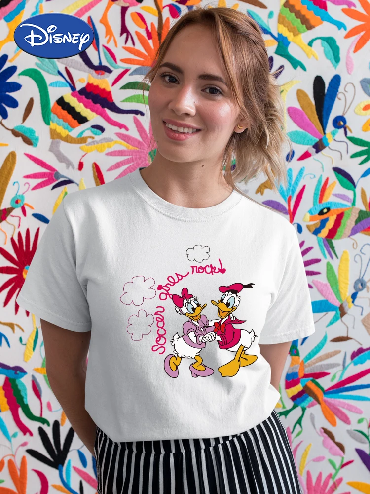 

Daisy Duck Woman Tshirt Top Short Sleeve Disney Best Friends Forever T Shirt Street Trend Y2K Aesthetic Young Casual Free Ship