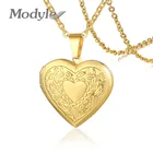 Modyle с медальоном в форме сердца подвески ожерелья для женщин Золотой Цвет рамка для фотографий на День святого Валентина подвеска на цепочке для влюбленных, подарок, ювелирное изделие