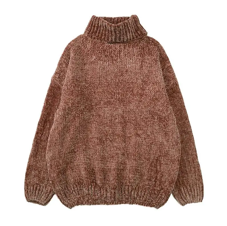 Boss Brick red NIJIUDING толстые теплые водолазки негабаритных свитера из шенили с длинным рукавом зима осень базовые свободные пуловеры женские повседневные топы - Цвет: Boss Brick red