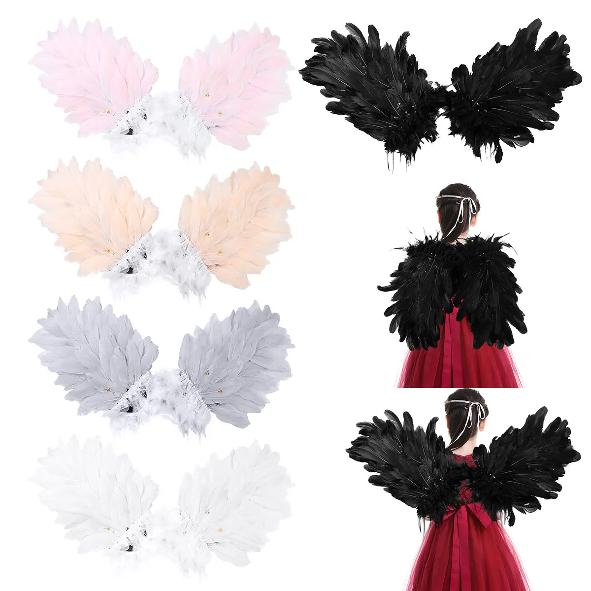 Кружевной Костюм с крыльями из натурального пера для детей и взрослых