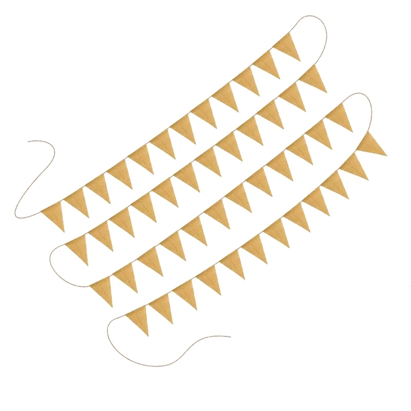 

48 Pcs Burlap Banner, 36 Ft Triple-cornered Flag,DIY Decoration for Holidays, Wedding, Camping,Party and Any Occasion