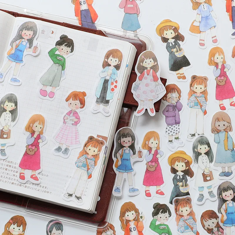 

51pcs/1lot Kawaii Stationery Stickers Girl dressup Diary Decorative Mobile Stickers Scrapbooking DIY Craft Stickers